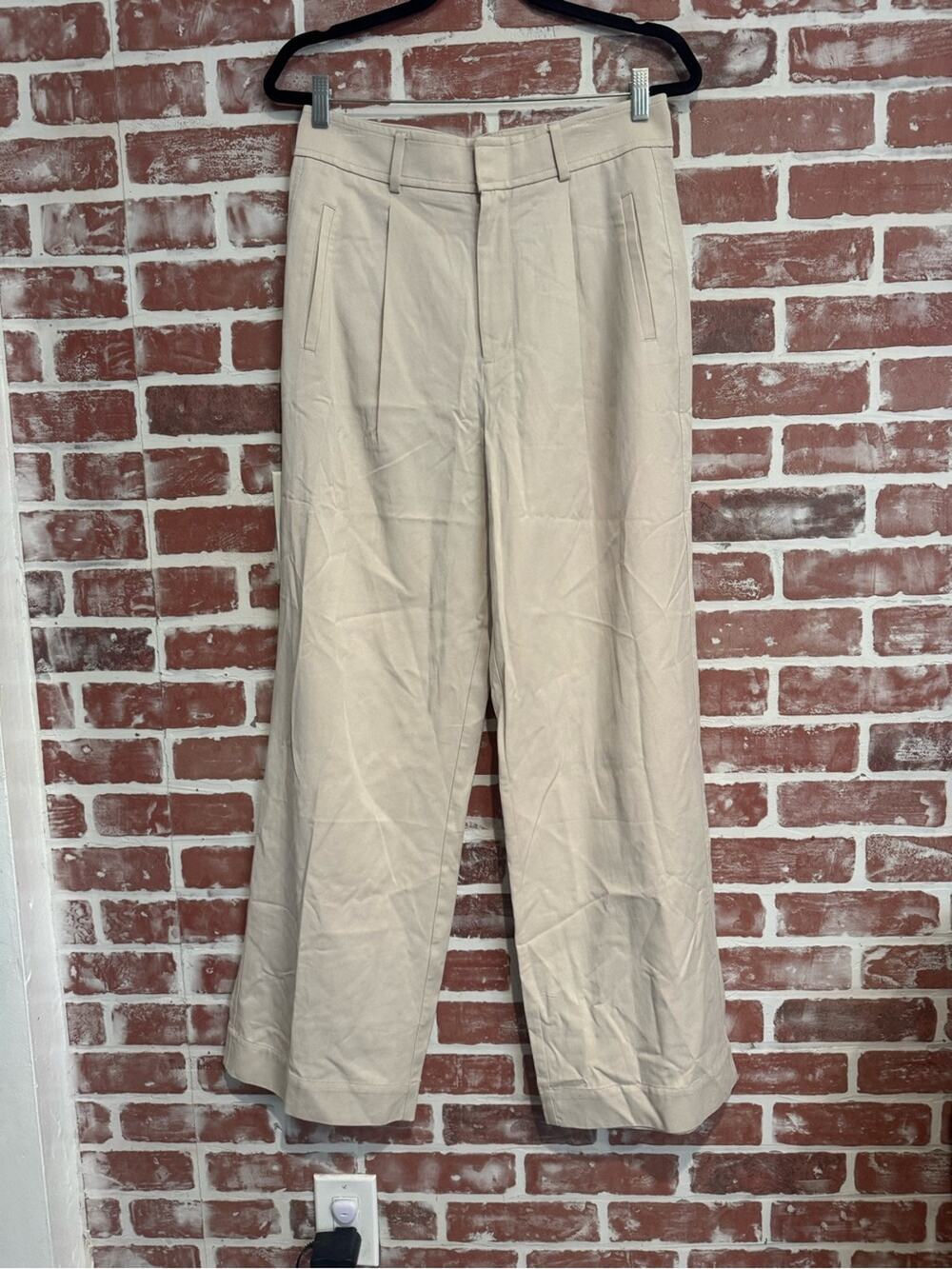 Everlane The Way-High Drape Pant Sandstone Wide Leg Trouser Size 8 NWT